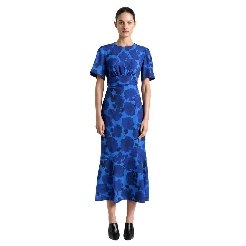 Cue Blue Stencil Floral Drape Sleeve Dress image number 0